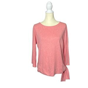 J.Jill Pure Jill Modal/Cotton Blend Heathered Red Side Tie Top Women's Size M